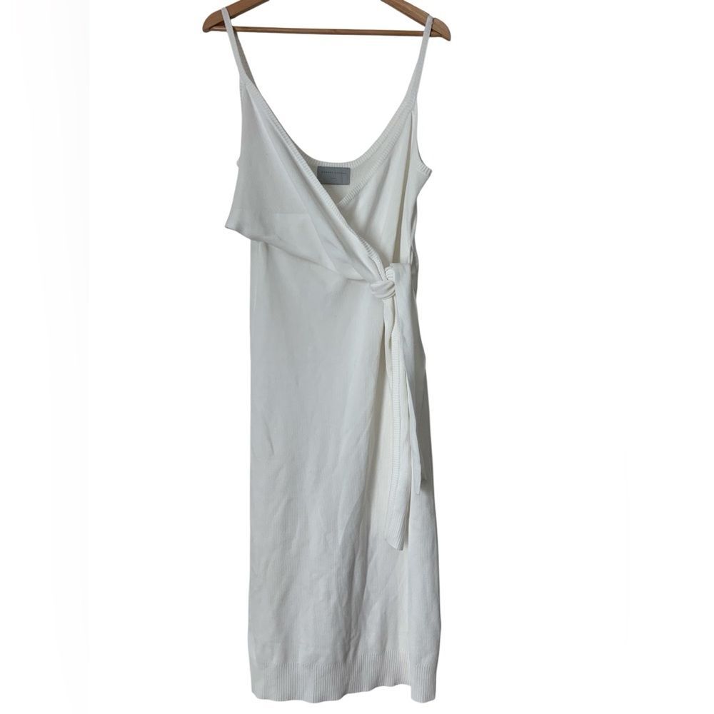 Modern Citizen S Knit Wrap Chest Tie Cream Quiet Luxury Tank Dress Minimalist